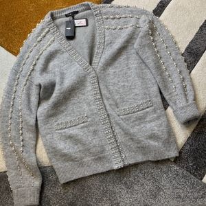 MAJE GREY CARDIGAN A PERLES
